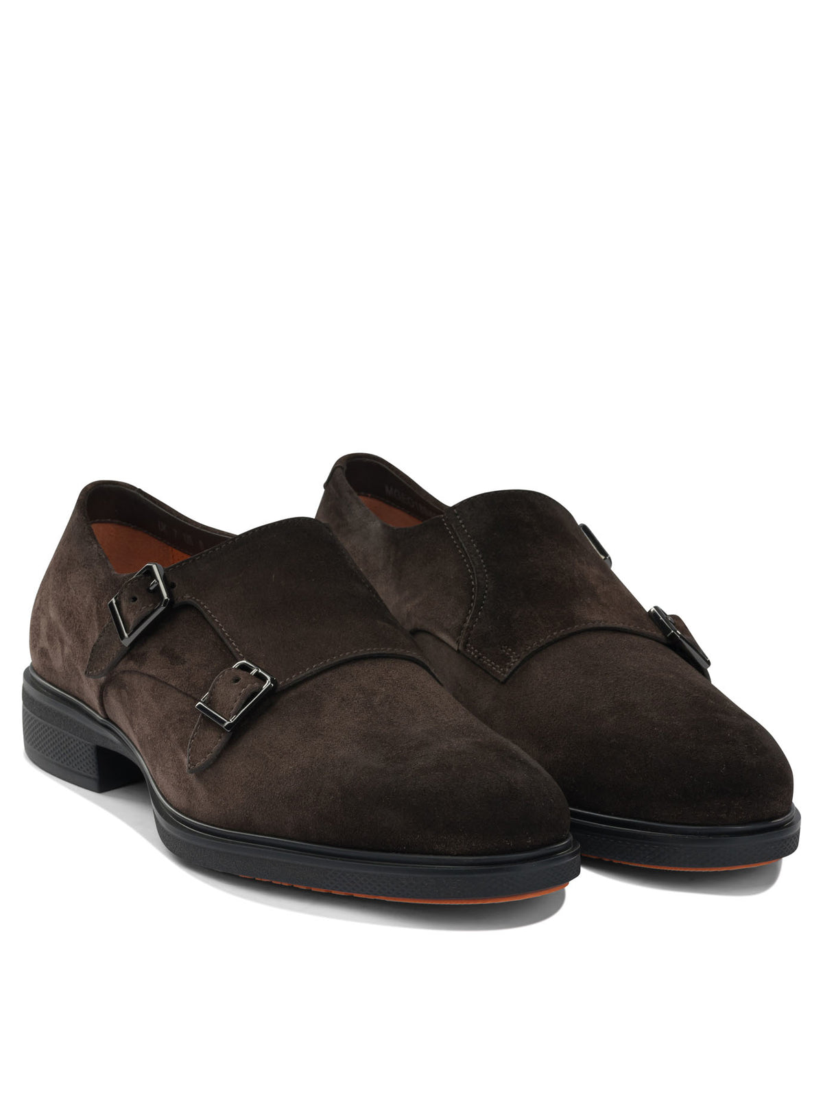 Santoni Suede double buckle loafers - Brown