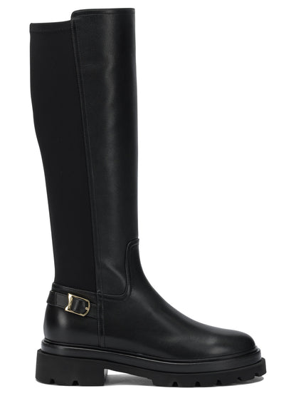 Santoni Leather knee-high boots - Black