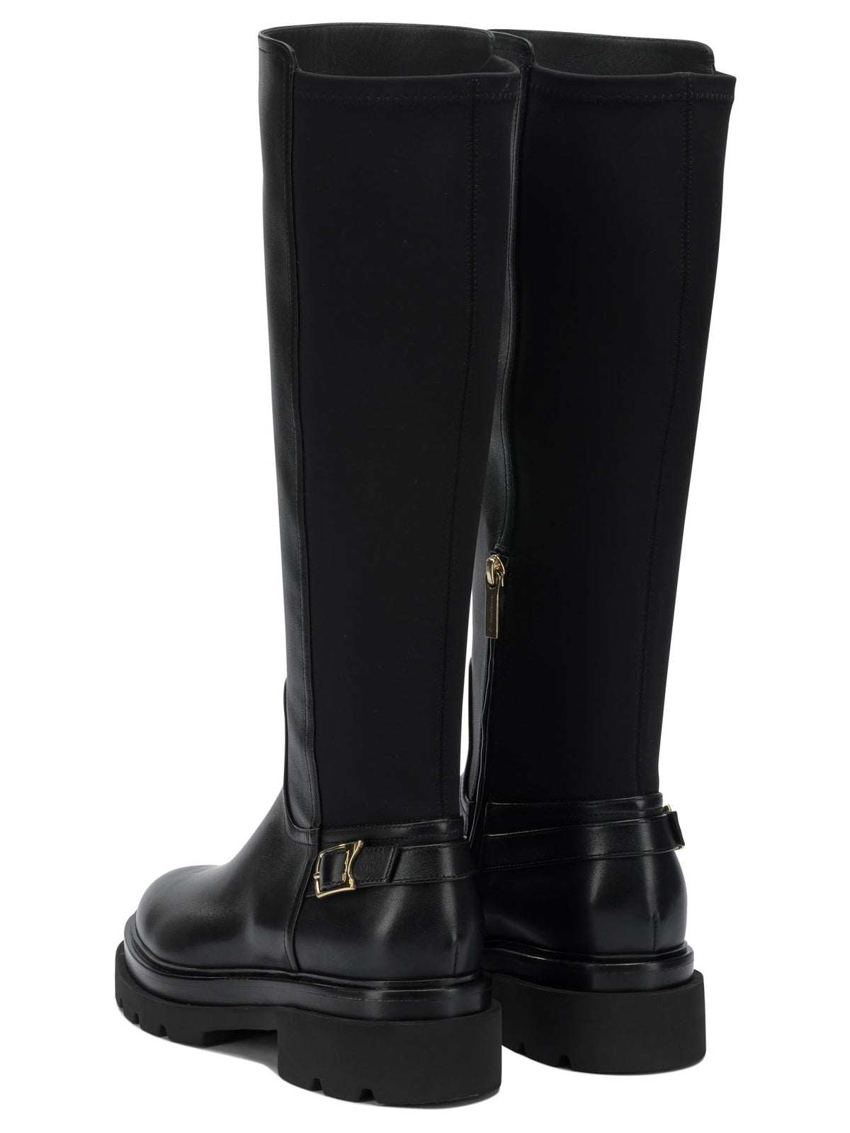 Santoni Leather knee-high boots - Black