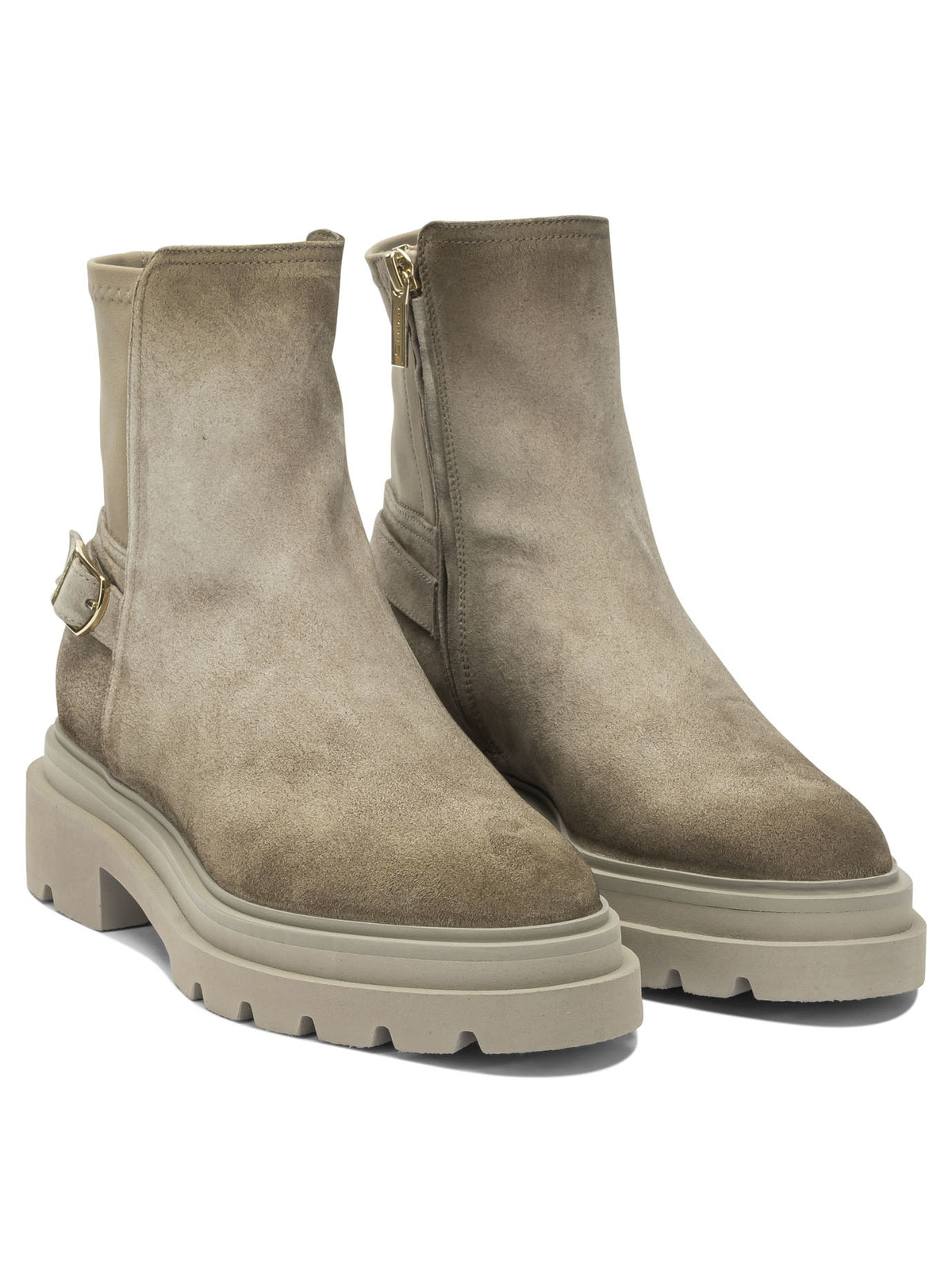 Santoni Suede ankle boots with zipper - Beige