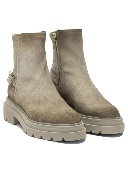 Santoni Suede ankle boots with zipper - Beige