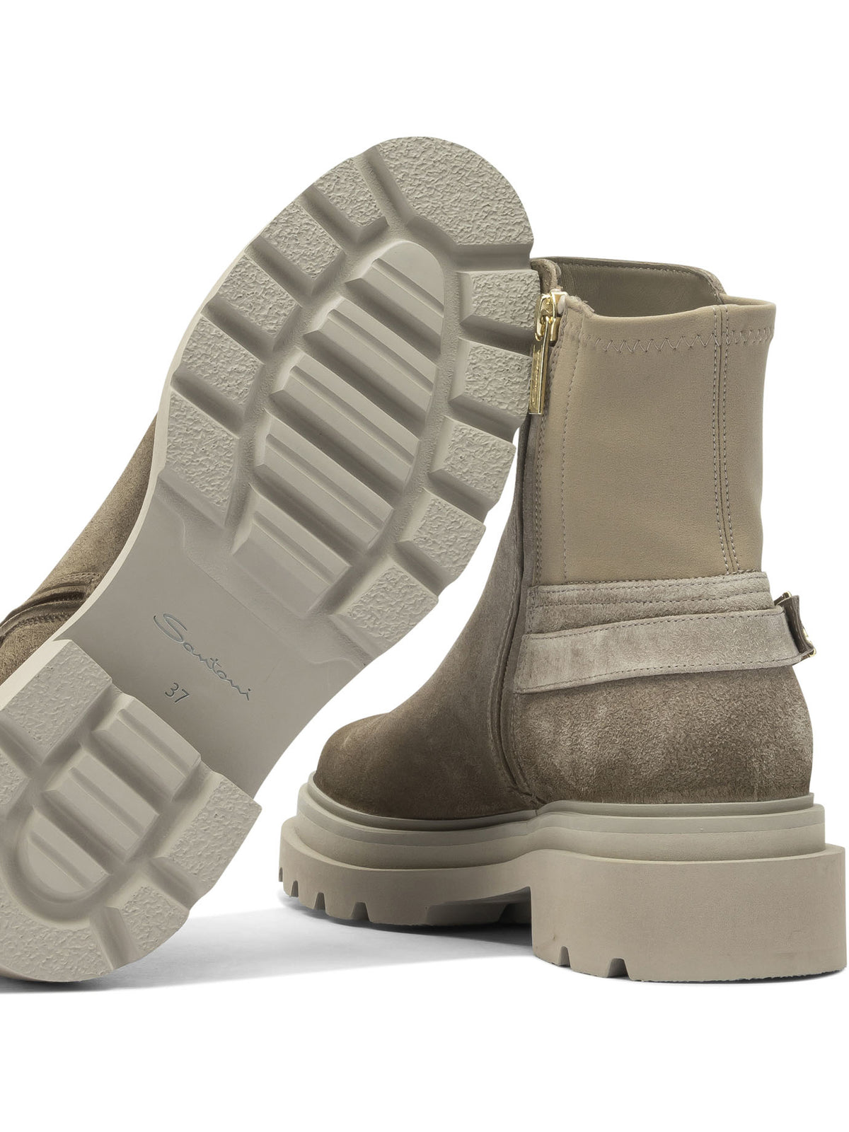 Santoni Suede ankle boots with zipper - Beige