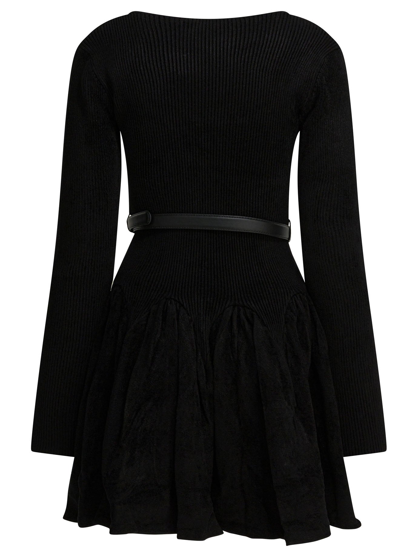 Self-Portrait Knitted flared dress - Black