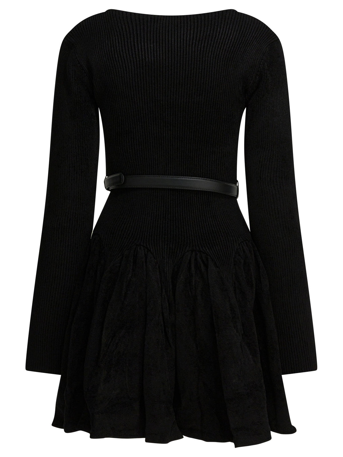 Self-Portrait Knitted flared dress - Black