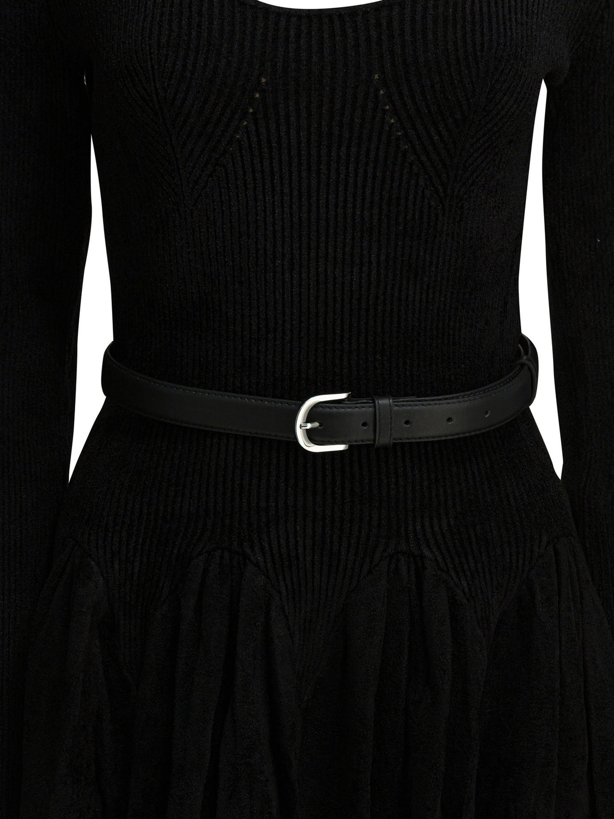 Self-Portrait Knitted flared dress - Black