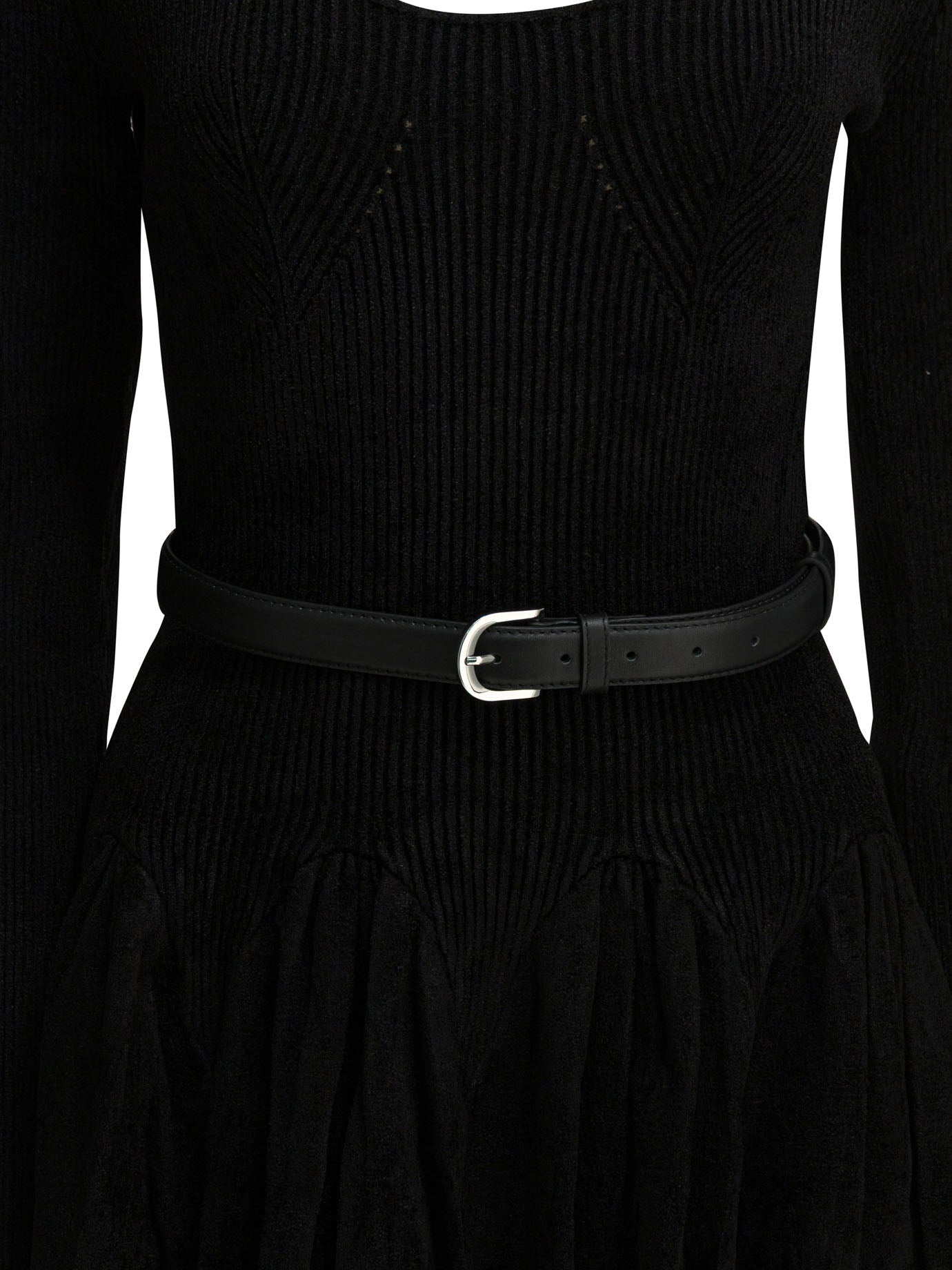 Self-Portrait Knitted flared dress - Black