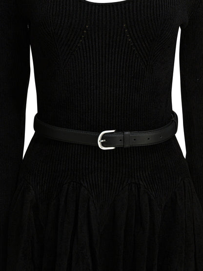 Self-Portrait Knitted flared dress - Black