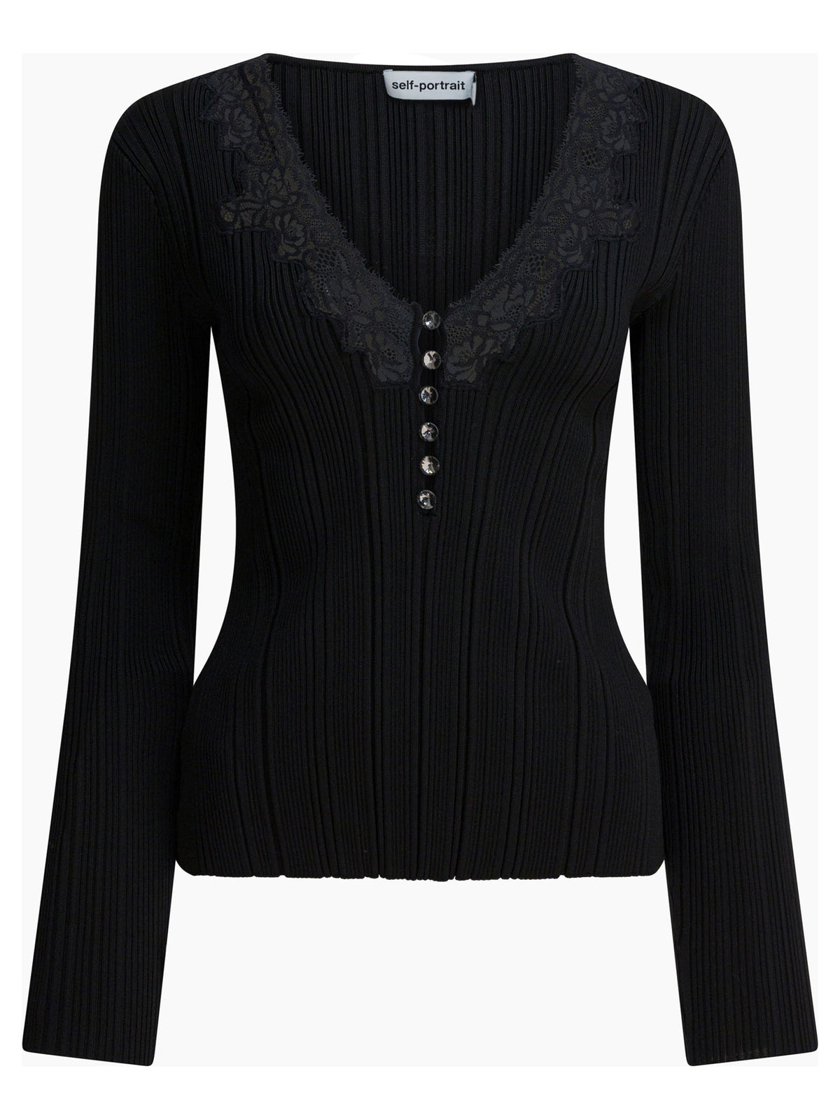Self-Portrait Top with lace - Black