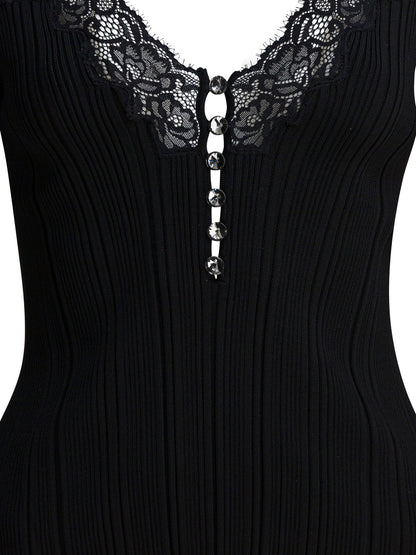 Self-Portrait Top with lace - Black