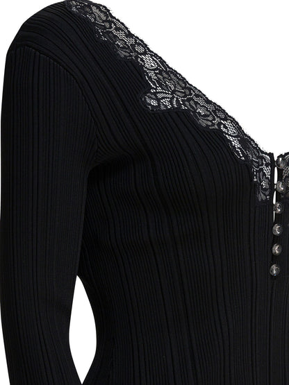 Self-Portrait Top with lace - Black