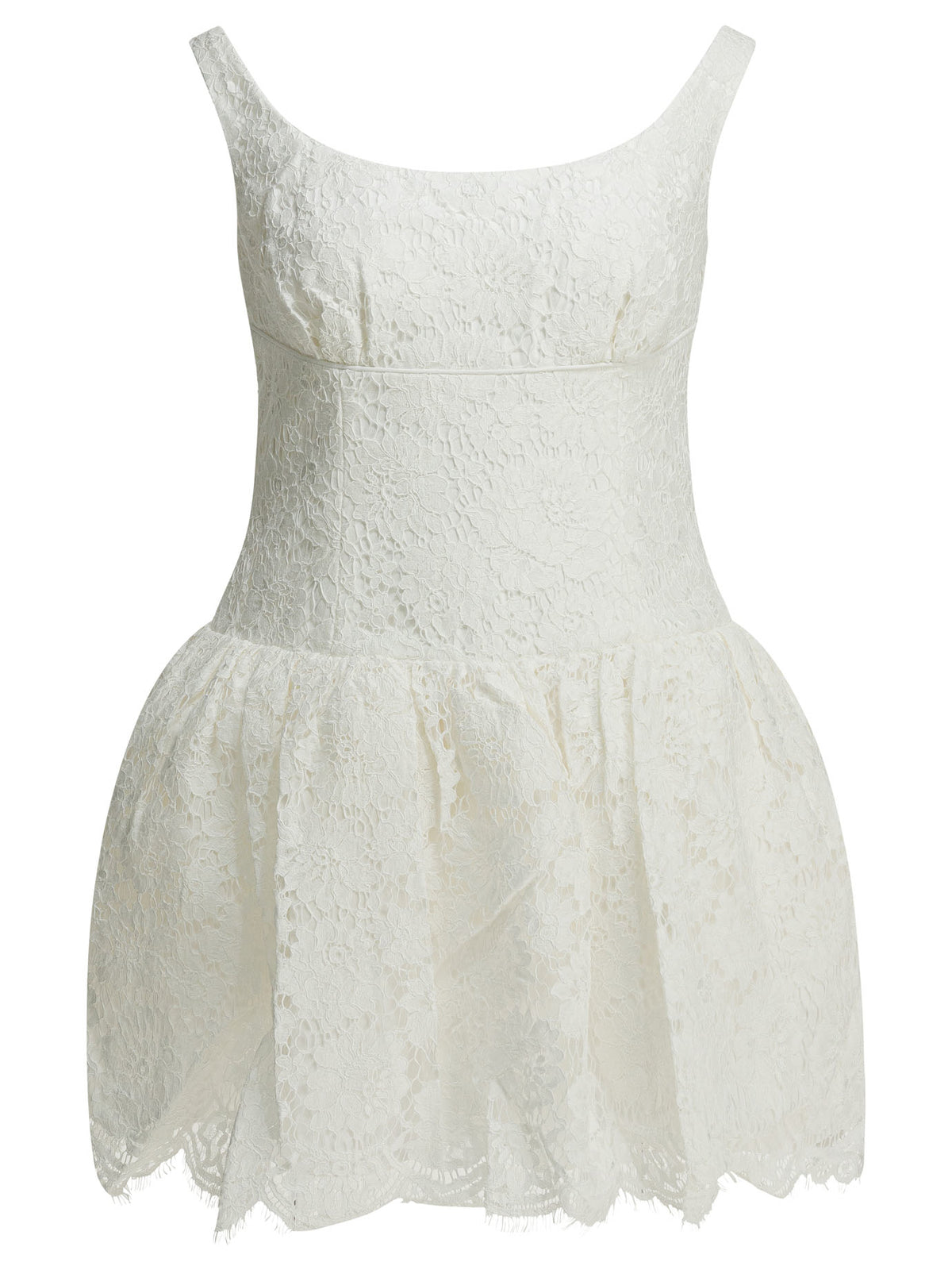 Self-Portrait Lace flared dress - White