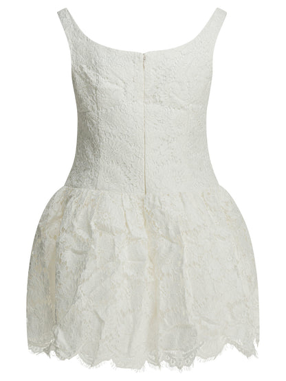 Self-Portrait Lace flared dress - White