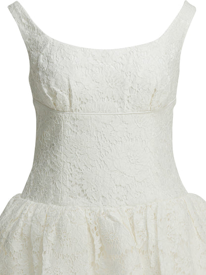 Self-Portrait Lace flared dress - White