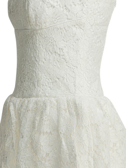 Self-Portrait Lace flared dress - White