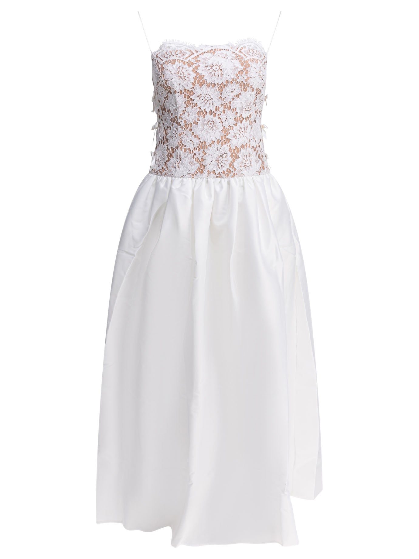 Self-Portrait Long lace flared dress - White