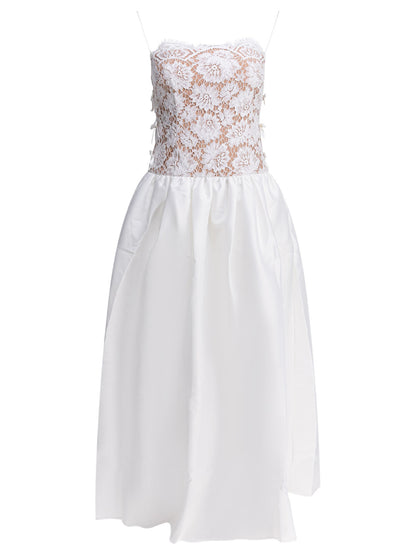 Self-Portrait Long lace flared dress - White