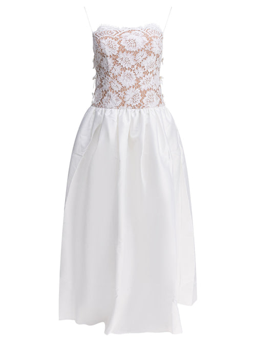 Self-Portrait Long lace flared dress - White