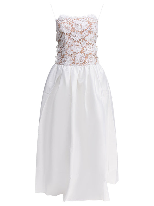 Self-Portrait Long lace flared dress - White