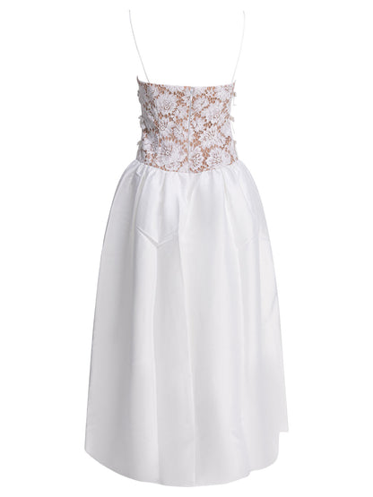 Self-Portrait Long lace flared dress - White