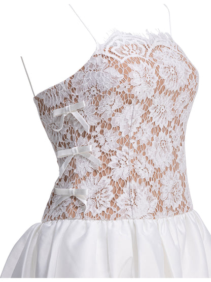 Self-Portrait Long lace flared dress - White