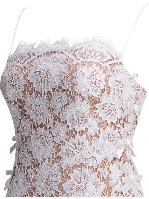 Self-Portrait Long lace flared dress - White