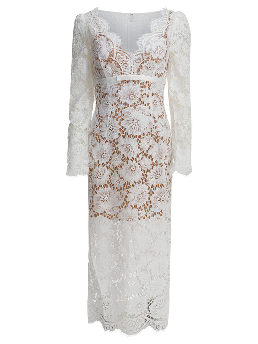 Self-Portrait Long lace dress - White