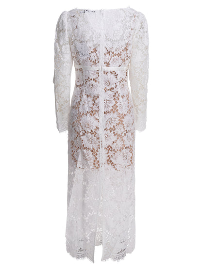 Self-Portrait Long lace dress - White