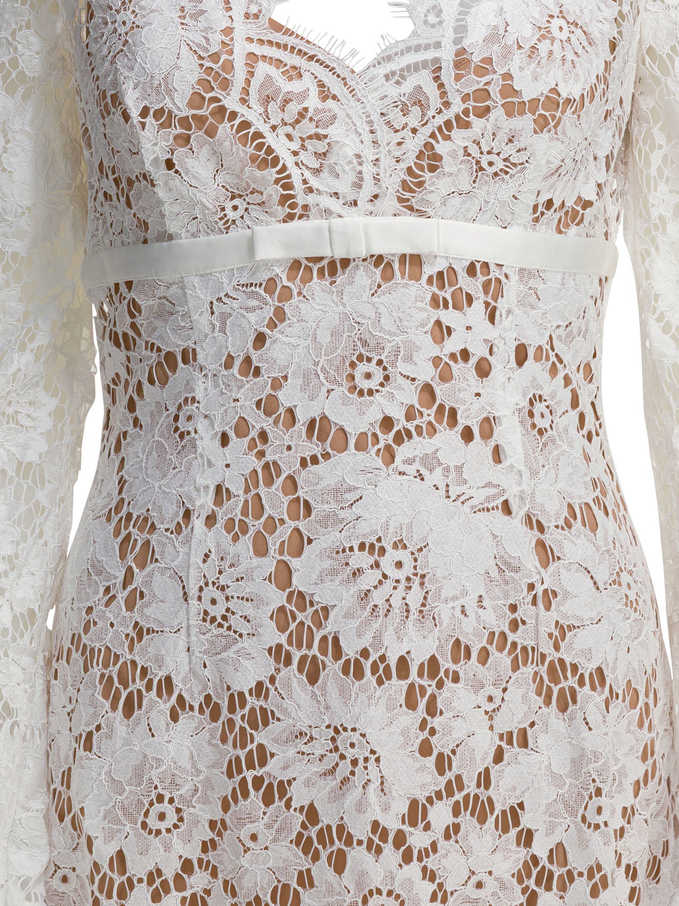 Self-Portrait Long lace dress - White
