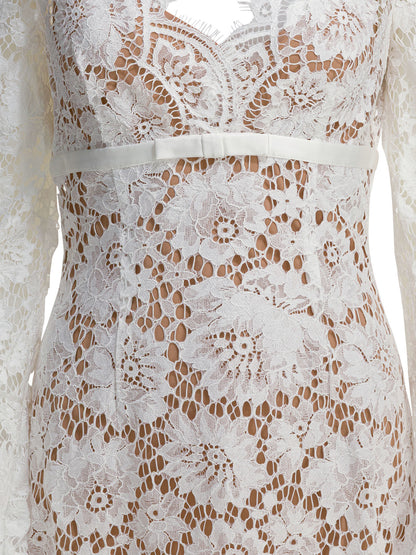 Self-Portrait Long lace dress - White
