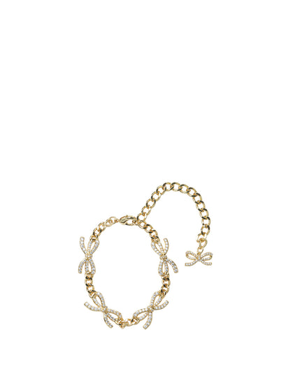 Self-Portrait Crystal bow bracelet - Gold