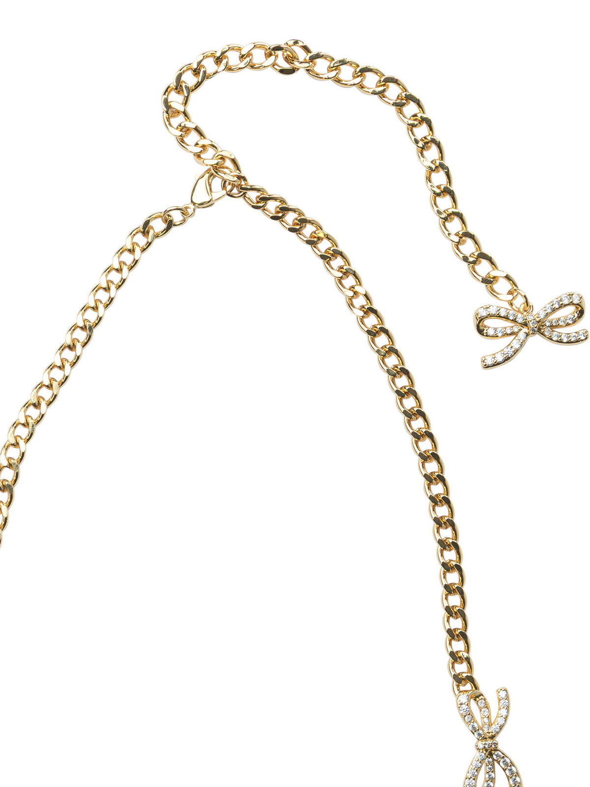 Self-Portrait Necklace with bows with crystals - Gold