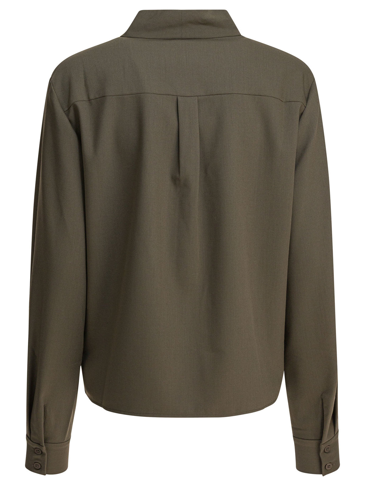 Self-Portrait Twill blouse with bow collar - Green