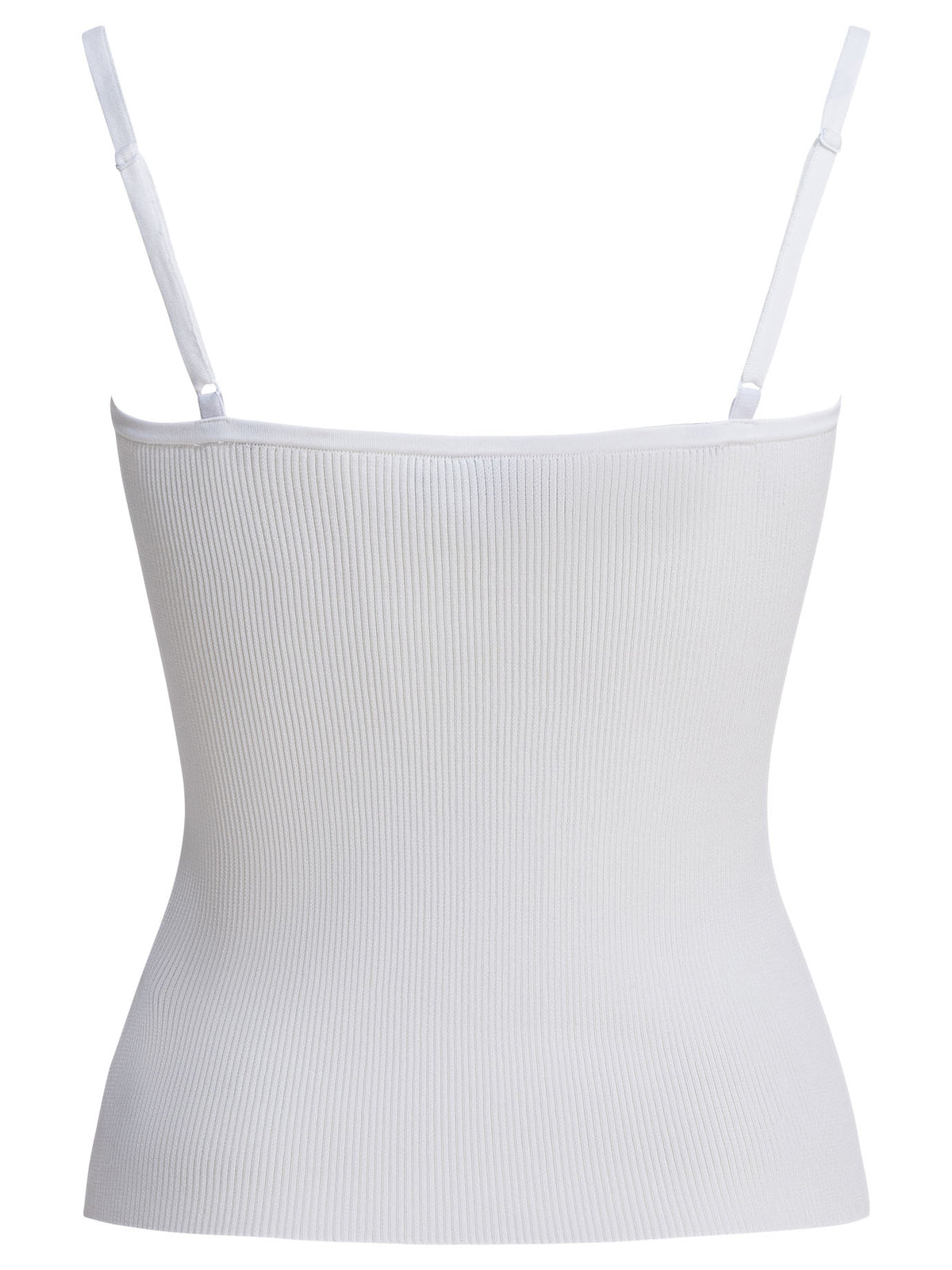 Self-Portrait Ribbed tank top with lace neckline - White