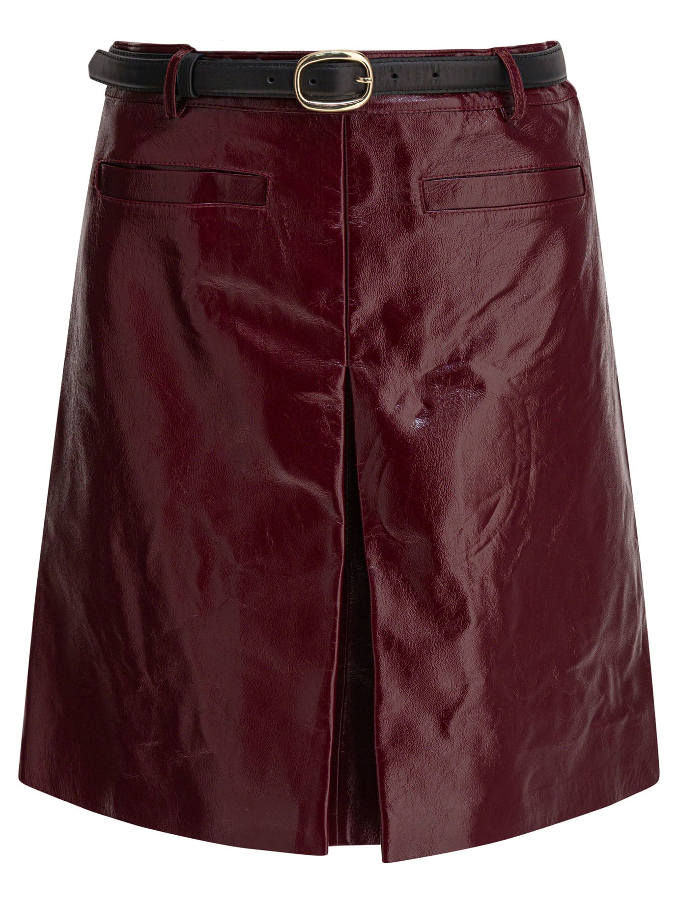 Self-Portrait Leather miniskirt - Bordeaux