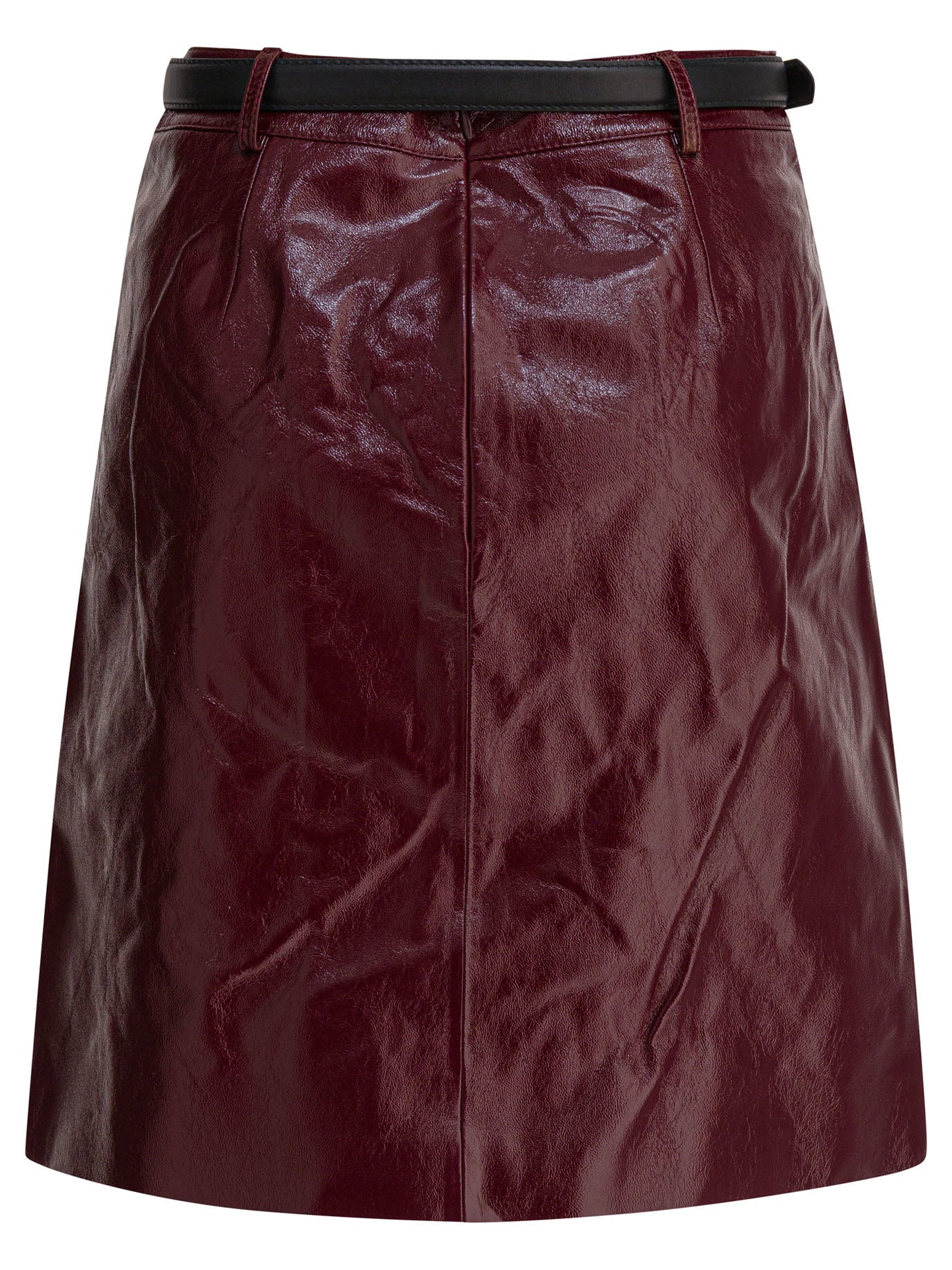 Self-Portrait Leather miniskirt - Bordeaux