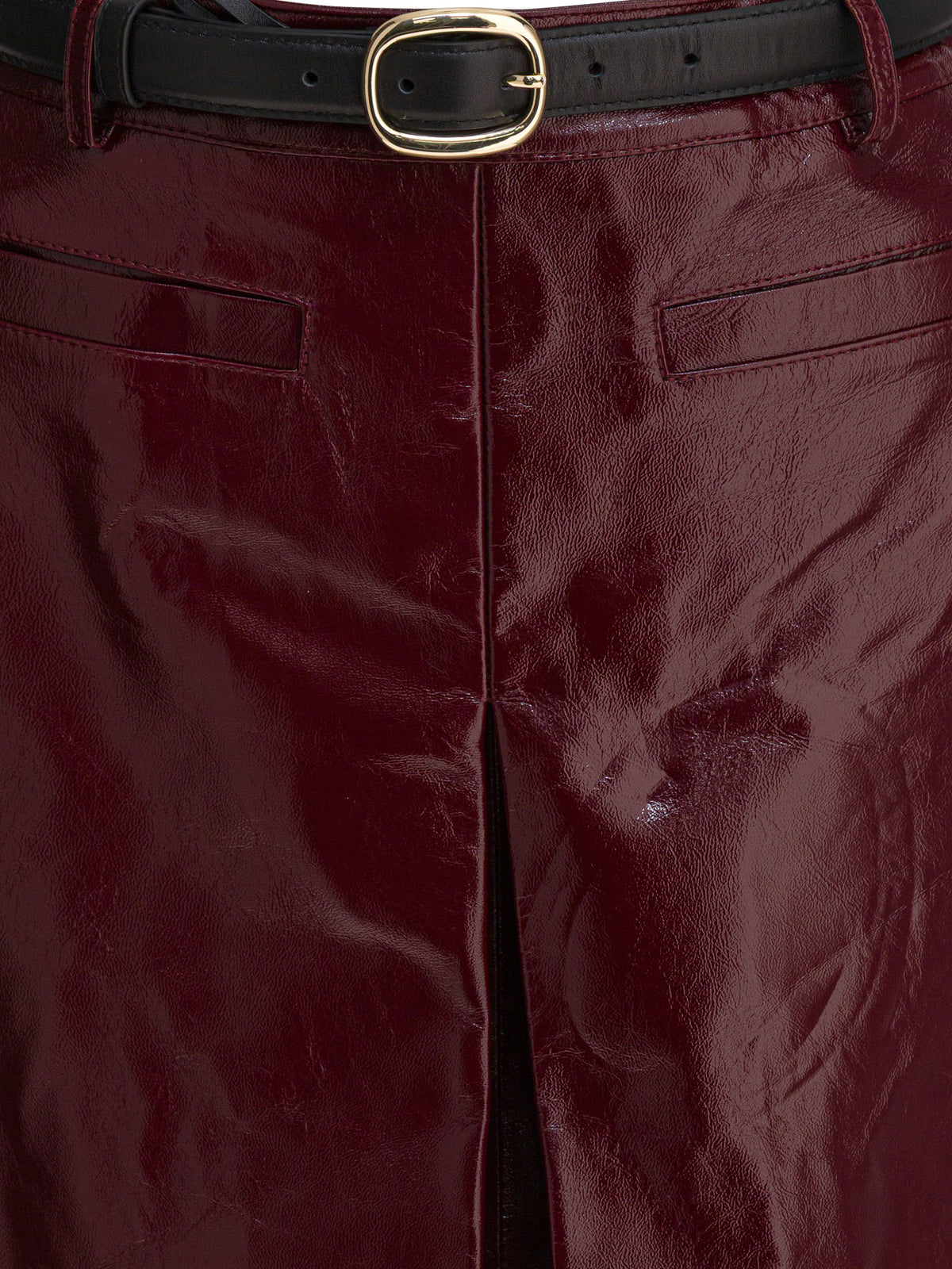 Self-Portrait Leather miniskirt - Bordeaux