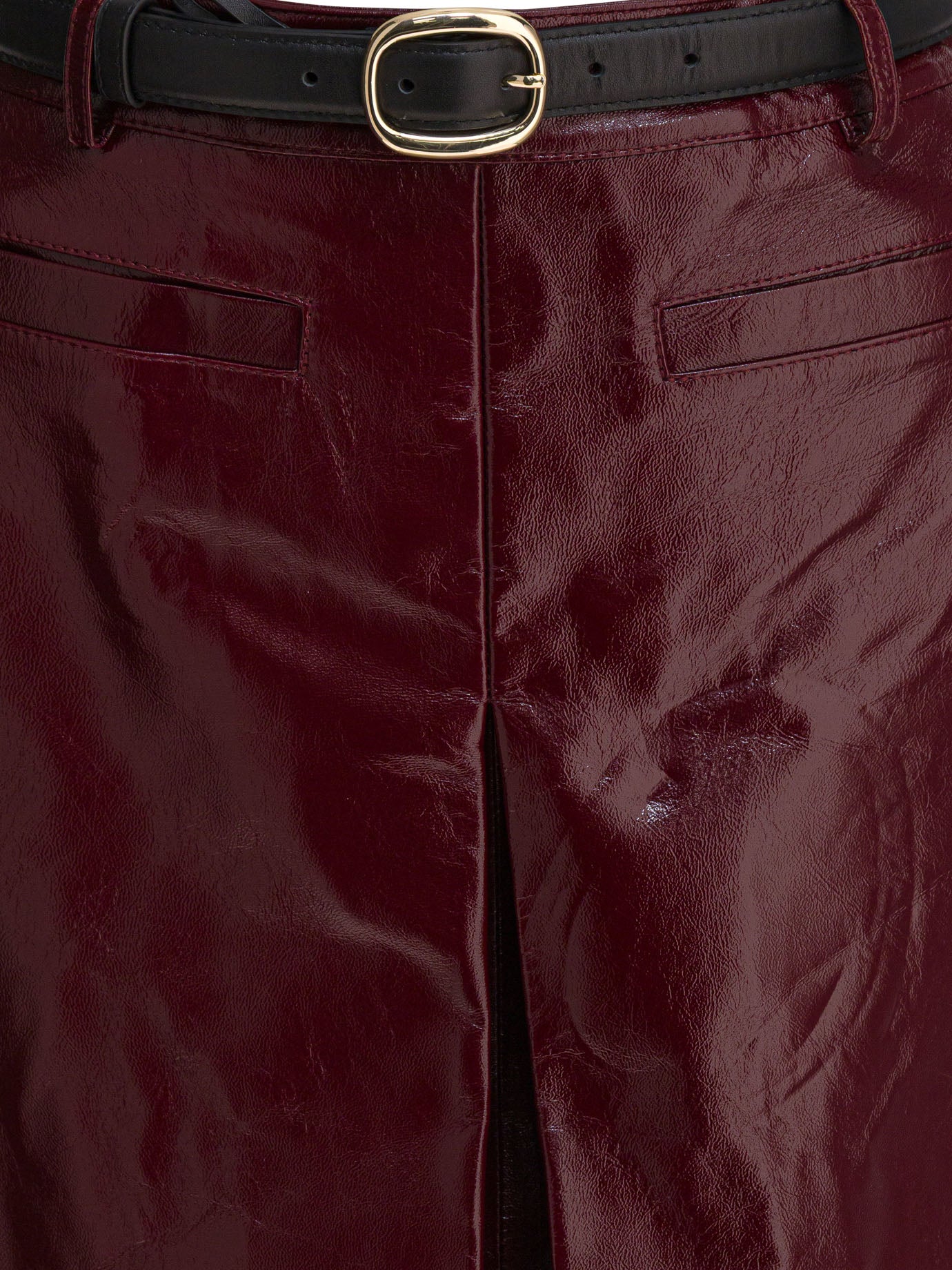Self-Portrait Leather miniskirt - Bordeaux