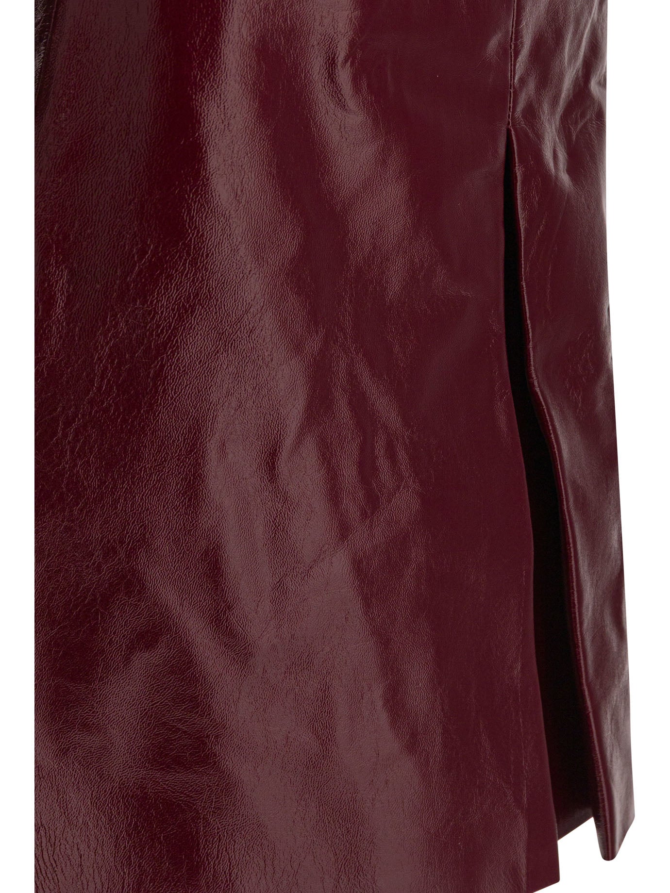 Self-Portrait Leather miniskirt - Bordeaux