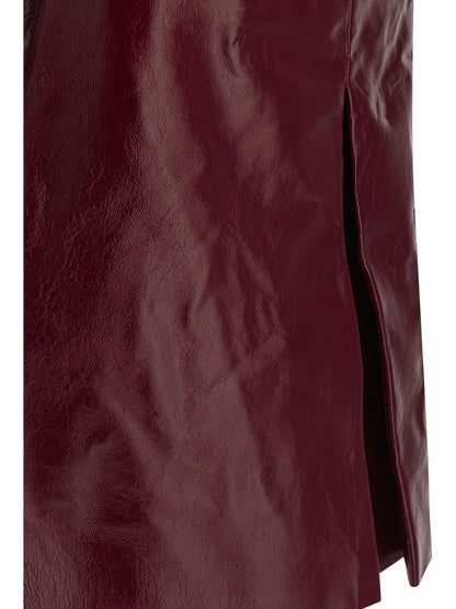 Self-Portrait Leather miniskirt - Bordeaux