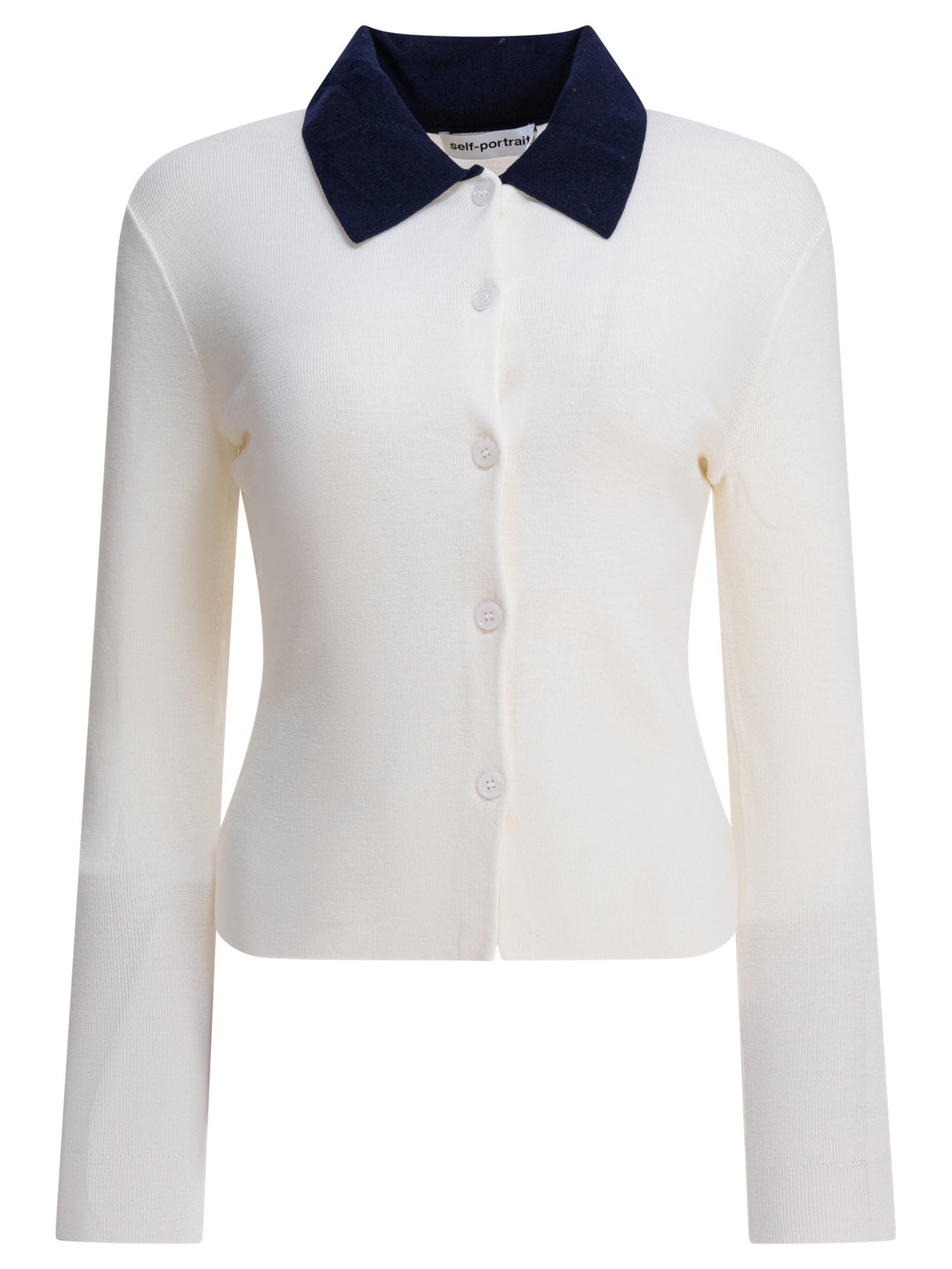 Self-Portrait Merino wool cardigan - Beige