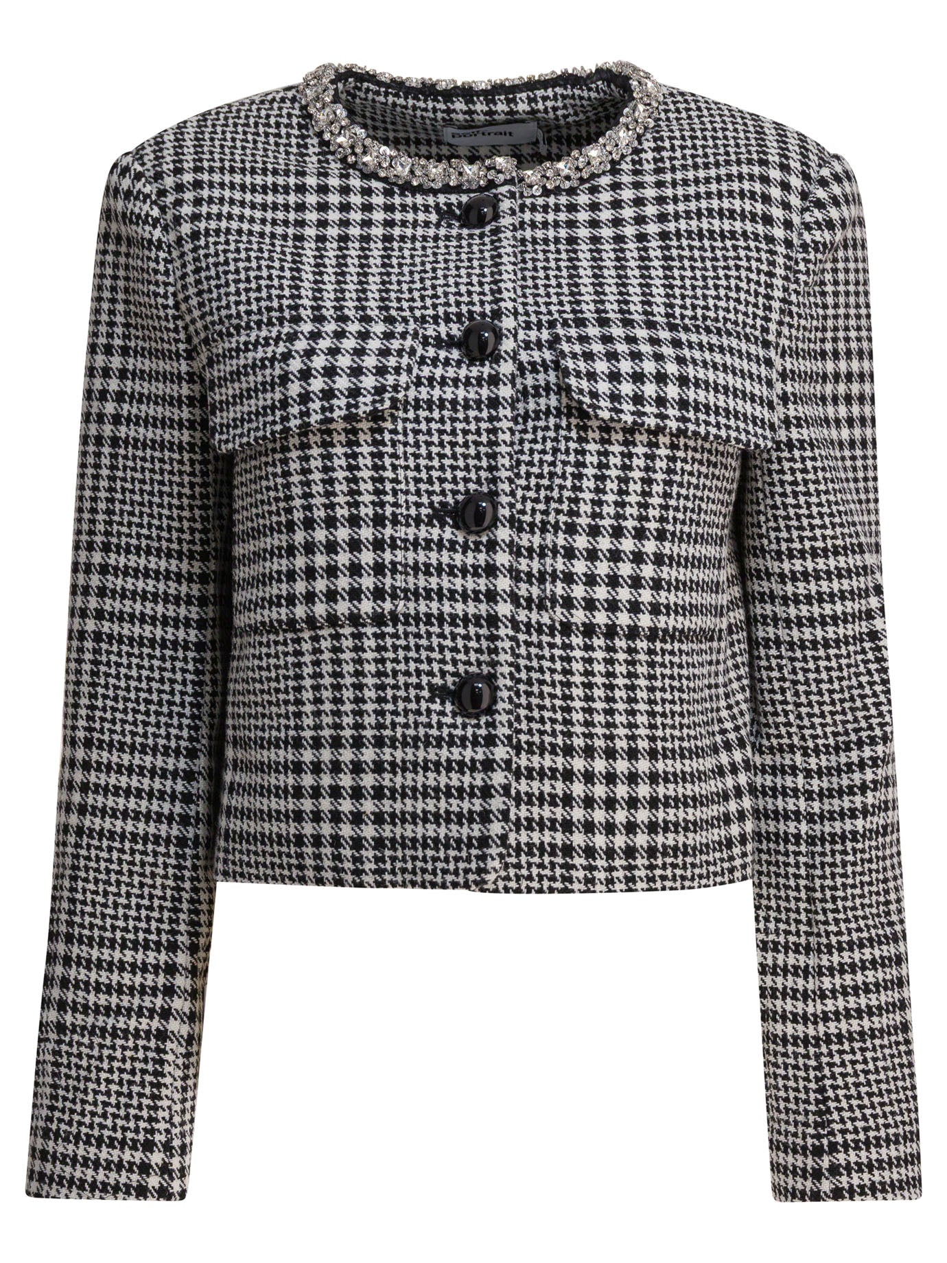 Self-Portrait Houndstooth blazer - Black