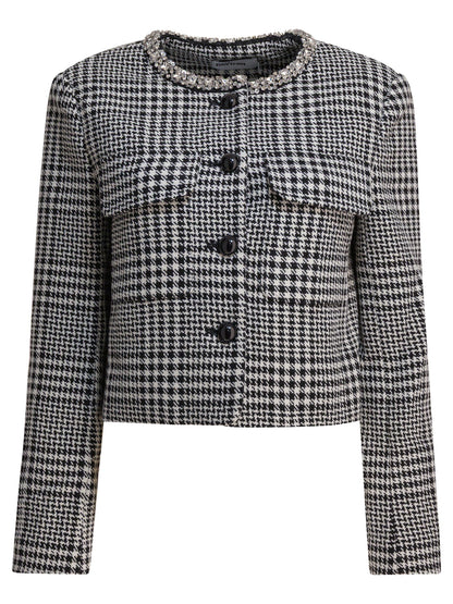Self-Portrait Houndstooth blazer - Black