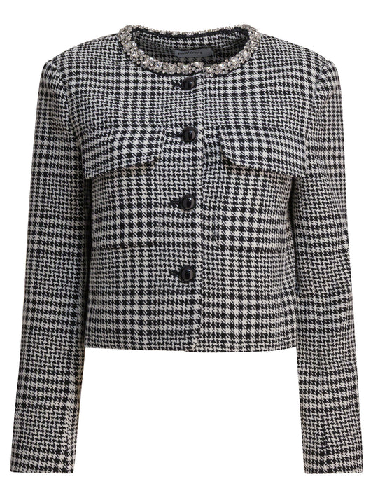Self-Portrait Houndstooth blazer - Black