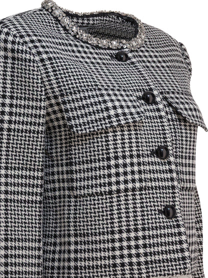 Self-Portrait Houndstooth blazer - Black