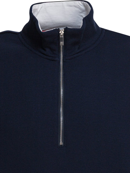 Thom Browne Sweatshirt with half zipper and logo - Blue