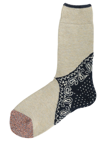 Kapital "Yarns Heel Paisley Bandana" Socks - Beige