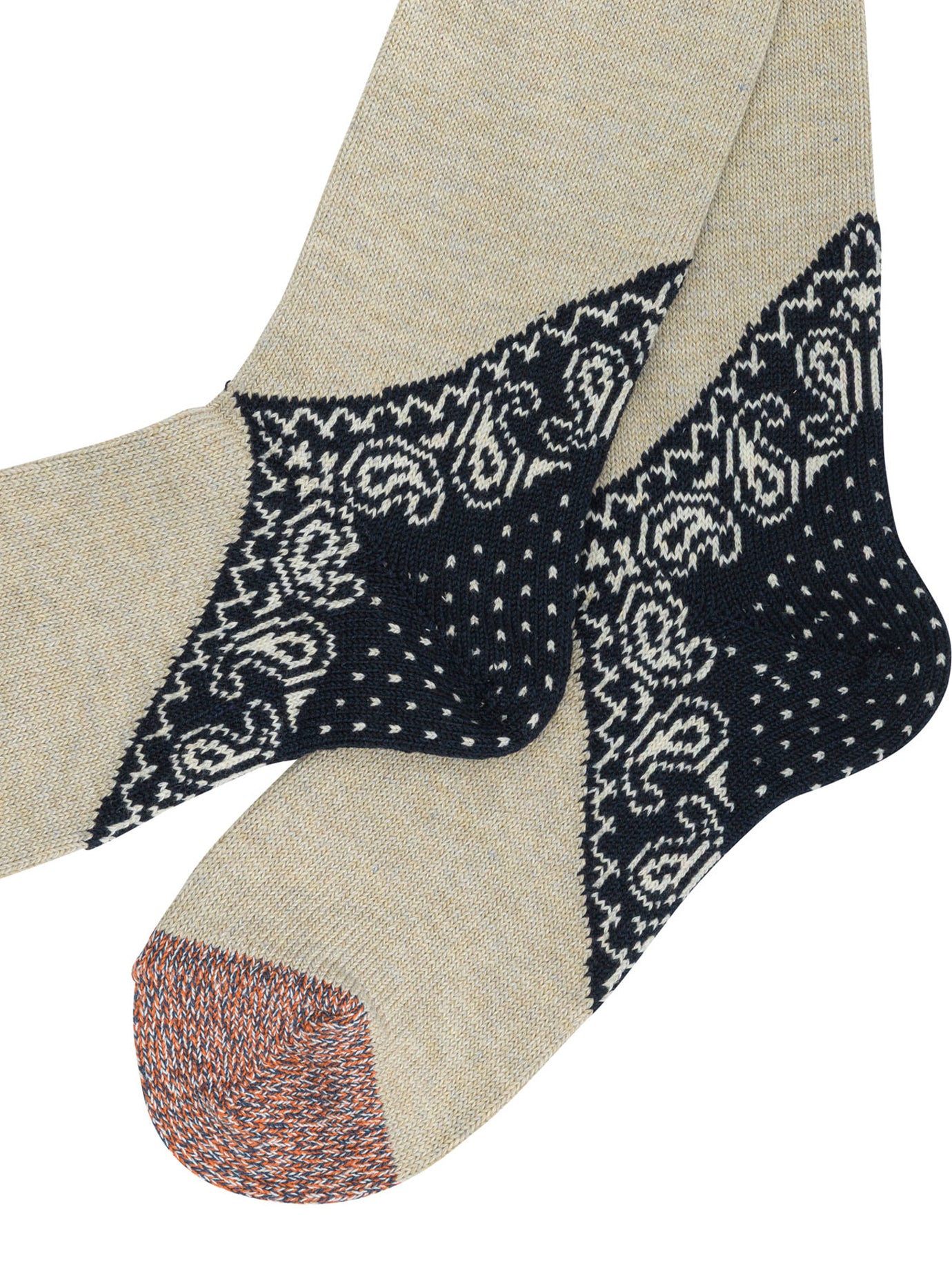 Kapital "Yarns Heel Paisley Bandana" Socks - Beige