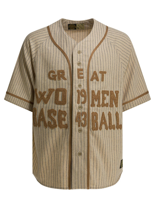 Kapital Great Women Baseball Shirt in Wool - Beige