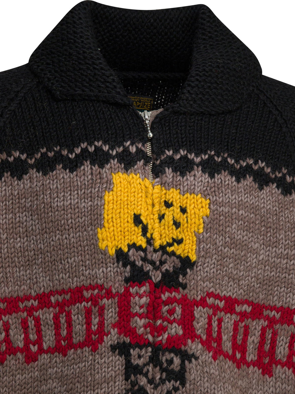Kapital "Peckish Totem Pole" zippered sweater. - Brown