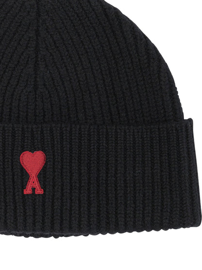 Ami Paris Merino wool beanie - Black